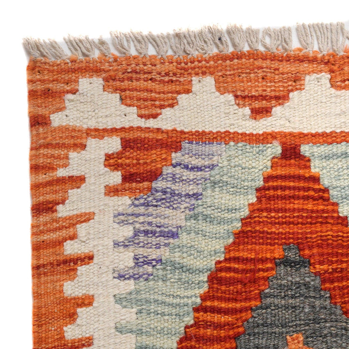 Hand Woven Wool Kelim Runner 2' 1" x 6' 3" - No. AL70660