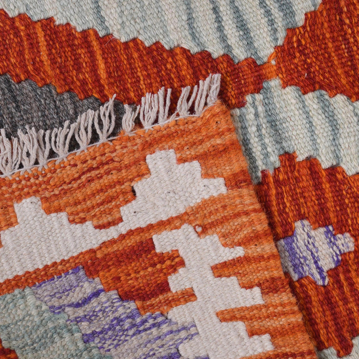 Hand Woven Wool Kelim Runner 2' 1" x 6' 3" - No. AL70660