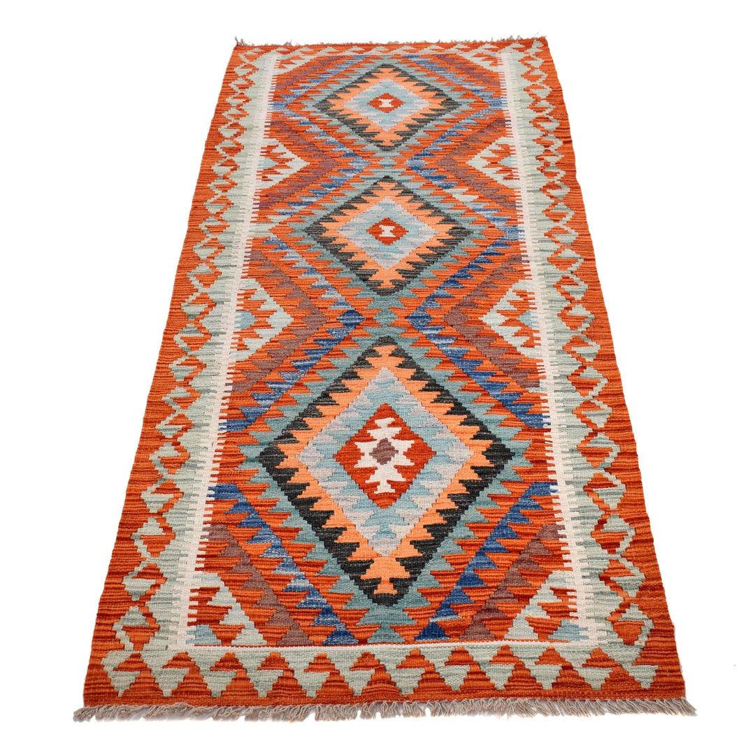 Hand Woven Wool Kelim Runner 2' 7" x 7' 1" - No. AL69702