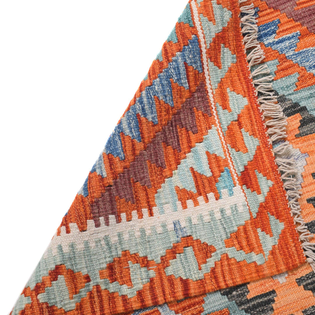 Hand Woven Wool Kelim Runner 2' 7" x 7' 1" - No. AL69702