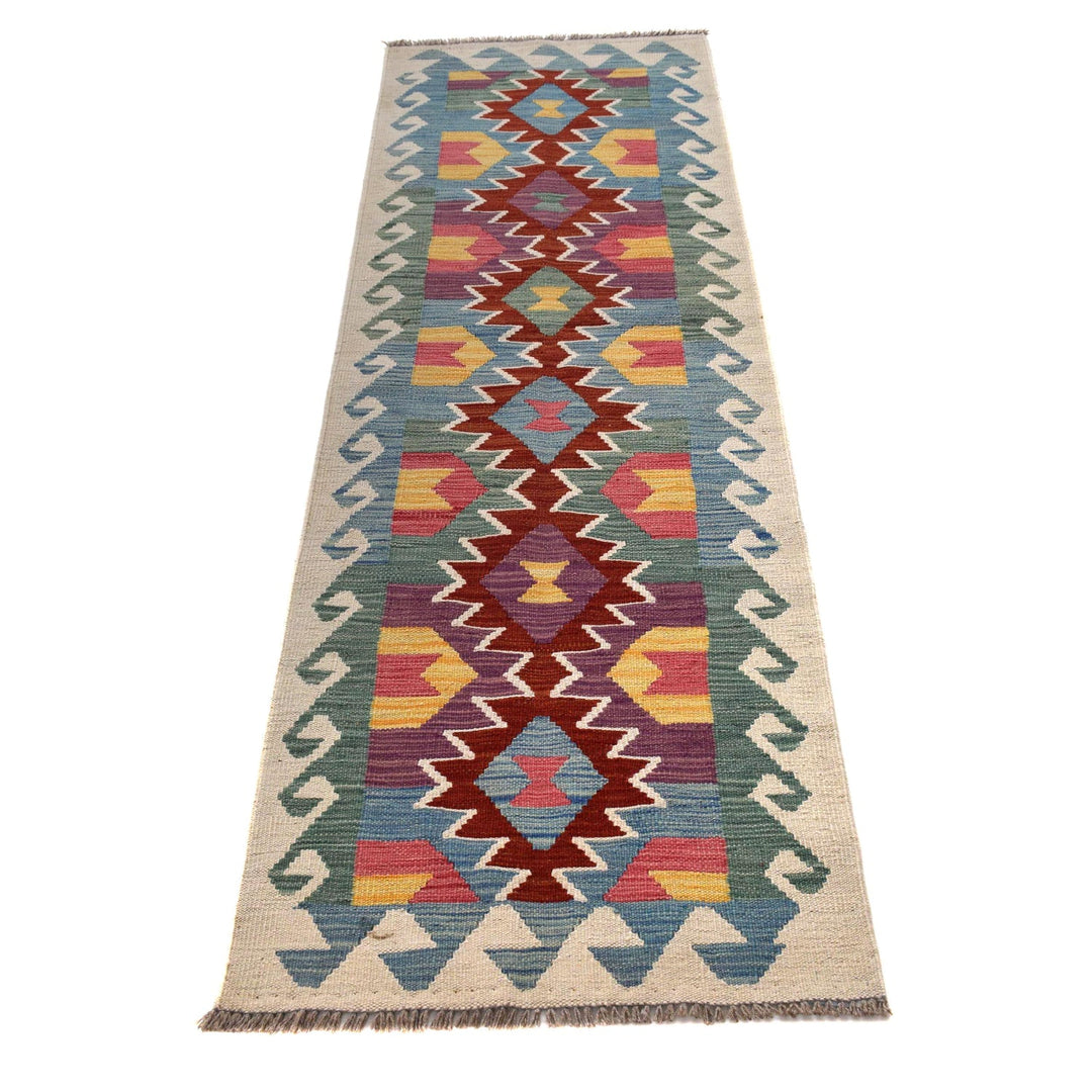 Colorful Flat-Weave Wool Kilim Runner 2' 0" x 6' 10" - No. AL97698