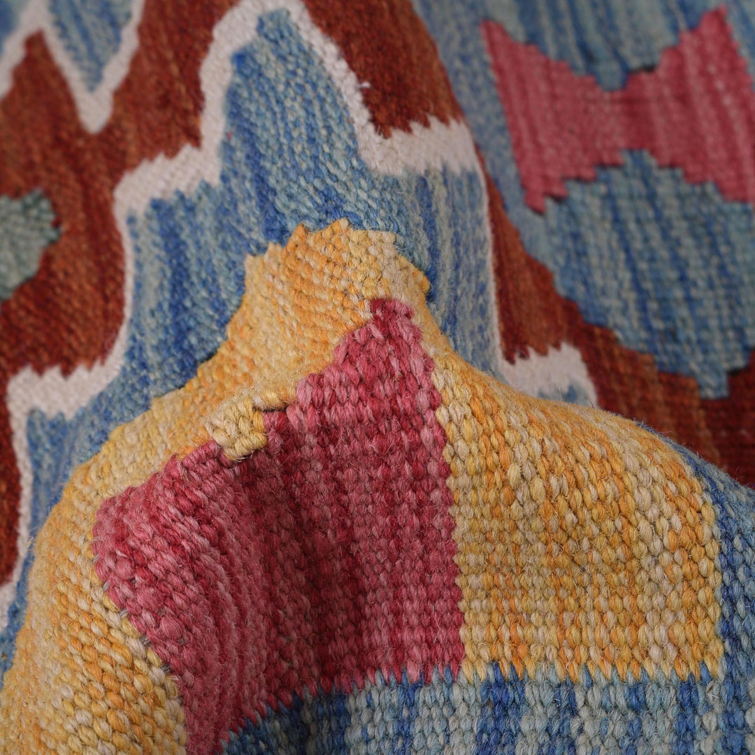 Colorful Flat-Weave Wool Kilim Runner 2' 0" x 6' 10" - No. AL97698