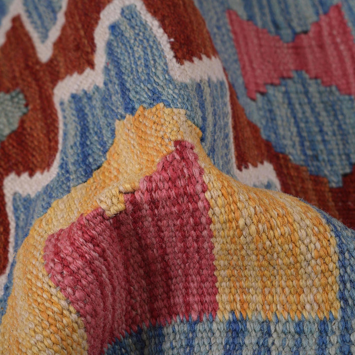 Colorful Flat-Weave Wool Kilim Runner 2' 0" x 6' 10" - No. AL97698