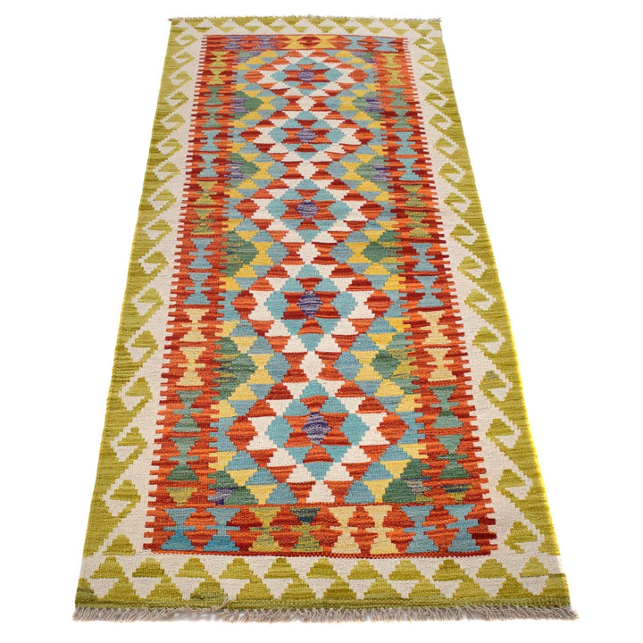Colorful Flat-Weave Wool Kilim Runner 2' 3" x 6' 6" - No. AL90972