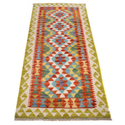 Colorful Flat-Weave Wool Kilim Runner 2' 3" x 6' 6" - No. AL90972