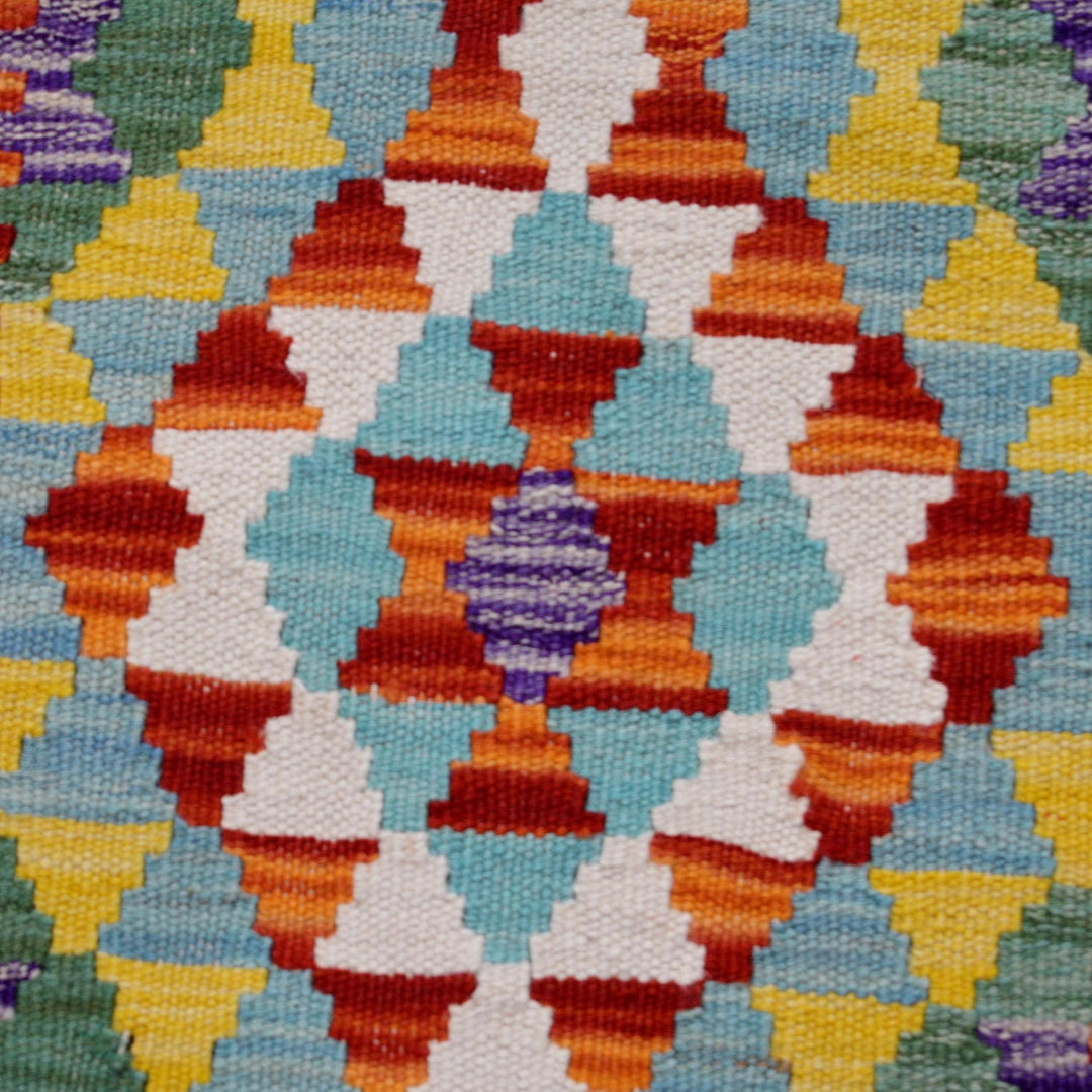 Colorful Flat-Weave Wool Kilim Runner 2' 3" x 6' 6" - No. AL90972