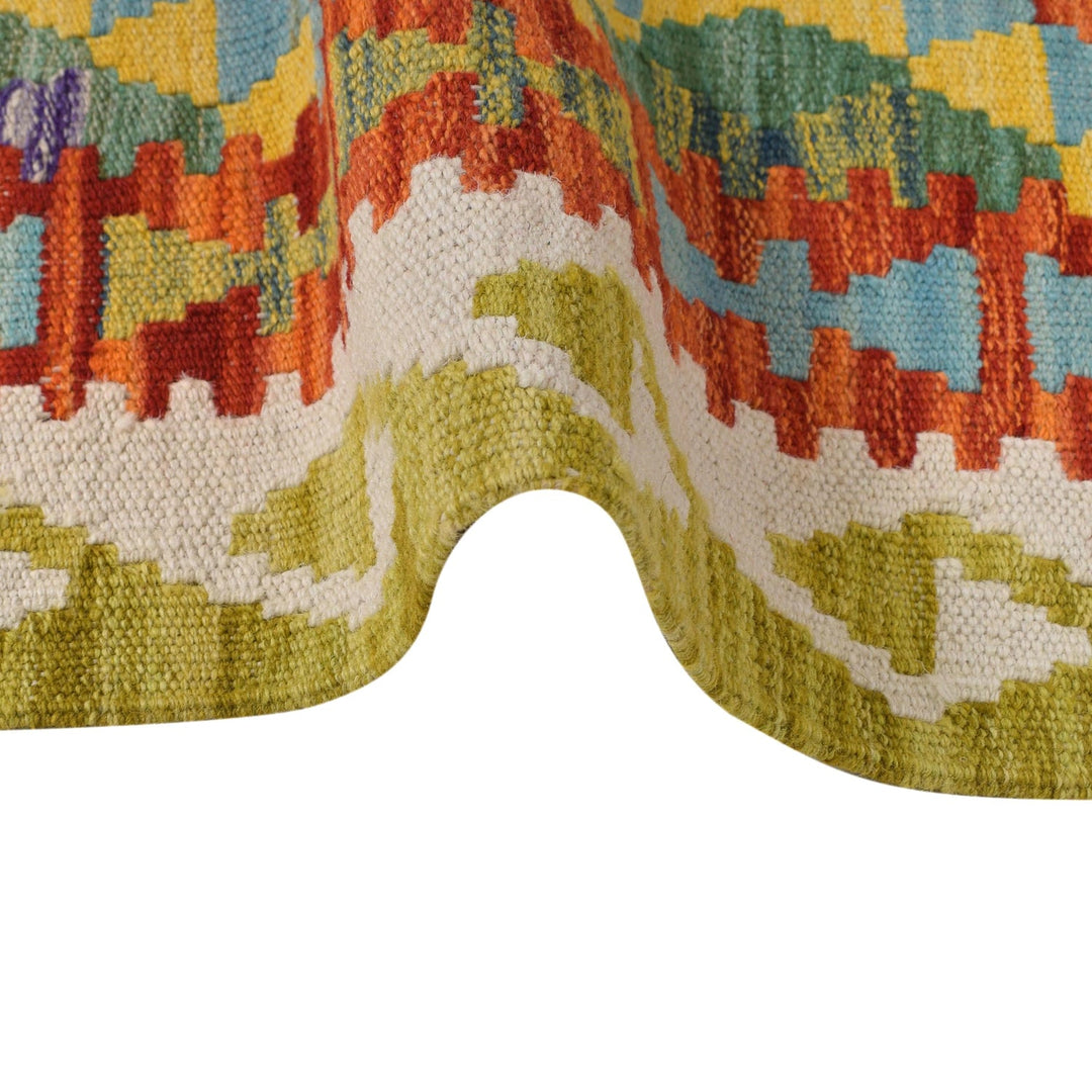 Colorful Flat-Weave Wool Kilim Runner 2' 3" x 6' 6" - No. AL90972