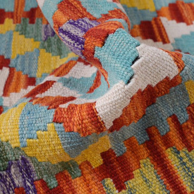 Colorful Flat-Weave Wool Kilim Runner 2' 3" x 6' 6" - No. AL90972