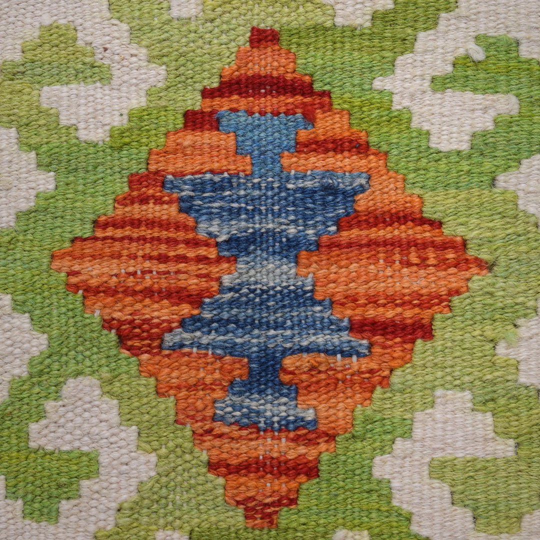 Afghan Vegetable Kilim Rug 2' 3" x 6' 6" Flat-Weave close-up
