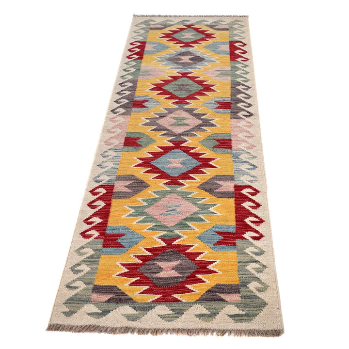 Colorful Flat-Weave Wool Kilim Runner 2' 2" x 6' 7" - No. AL98473