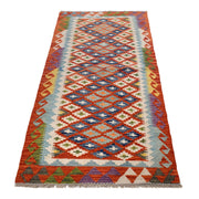 Hand Made Afghan Kilim Runner 2' 7" x 6' 5" - No. AL10462