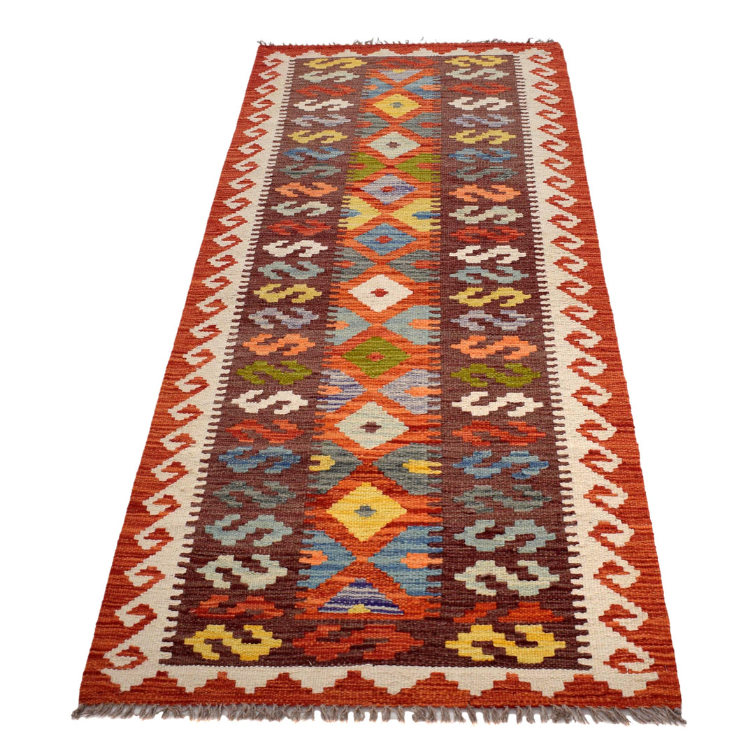 Afghan Vegetable Kilim Rug 2' 4" x 6' 8" Flat-Weave detail