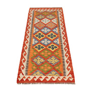Colorful Flat-Weave Wool Kilim Runner 2' 8" x 6' 6" - No. AL84018