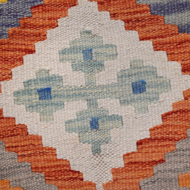 Colorful Flat-Weave Wool Kilim Runner 2' 8" x 6' 6" - No. AL84018