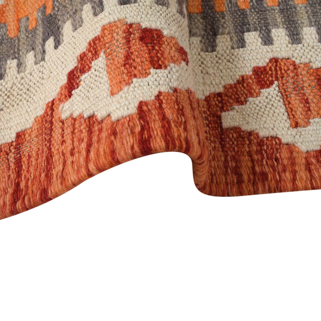 Colorful Flat-Weave Wool Kilim Runner 2' 8" x 6' 6" - No. AL84018