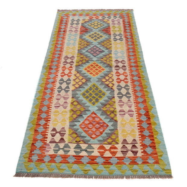 Colorful Flat-Weave Wool Kilim Runner 2' 8" x 6' 10" - No. AL89131