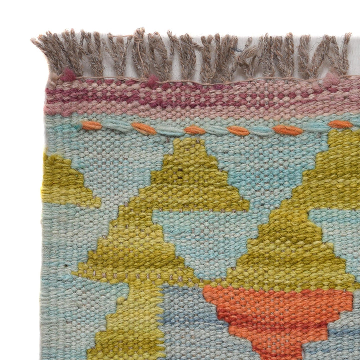 Colorful Flat-Weave Wool Kilim Runner 2' 8" x 6' 10" - No. AL89131