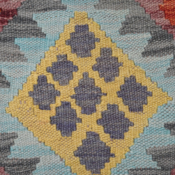 Colorful Flat-Weave Wool Kilim Runner 2' 8" x 6' 10" - No. AL89131