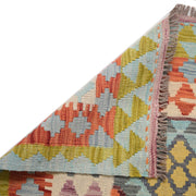 Colorful Flat-Weave Wool Kilim Runner 2' 8" x 6' 10" - No. AL89131