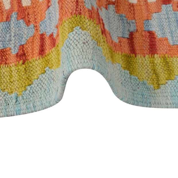 Colorful Flat-Weave Wool Kilim Runner 2' 8" x 6' 10" - No. AL89131