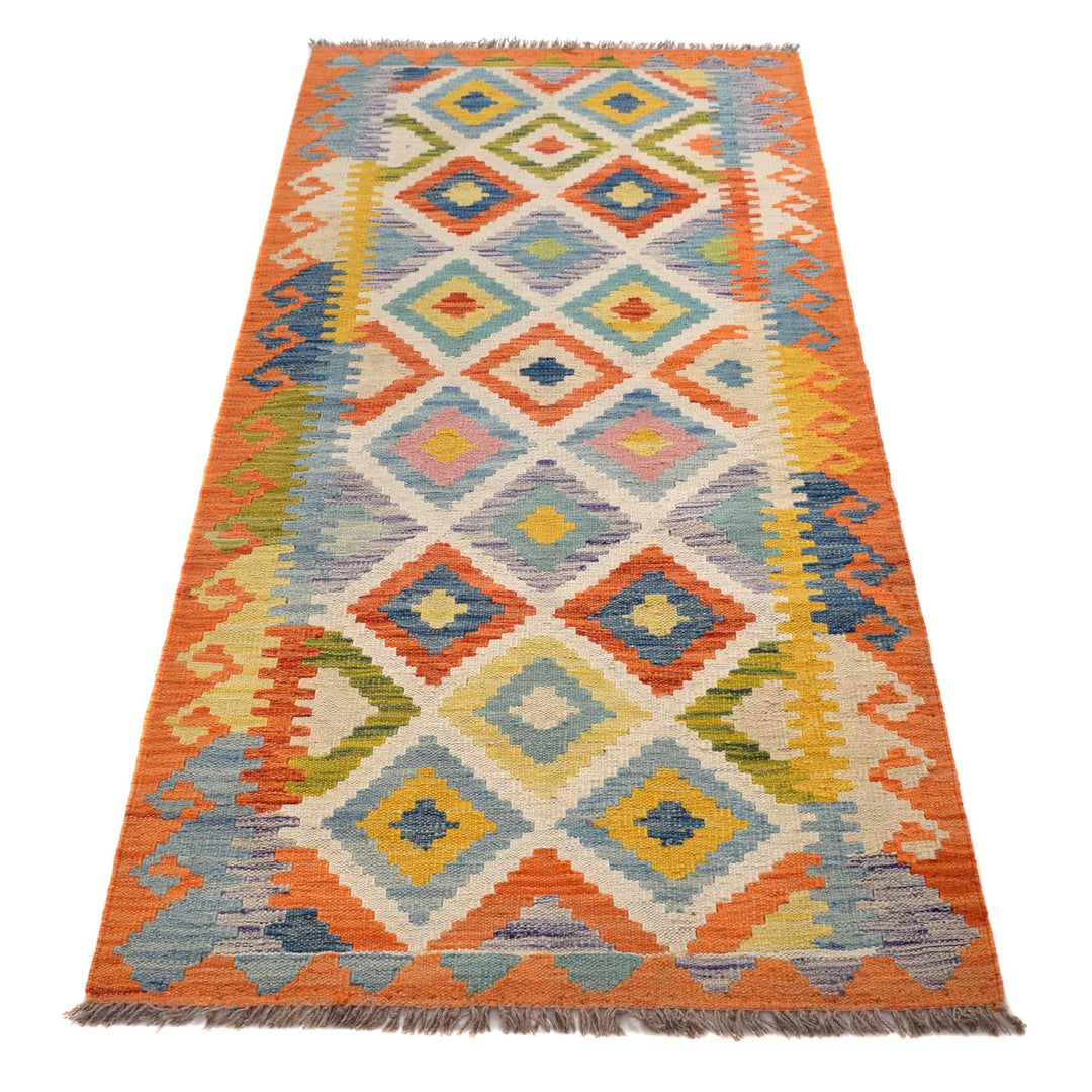 Hand Woven Wool Kelim Runner 2' 8" x 6' 9" - No. AL37699