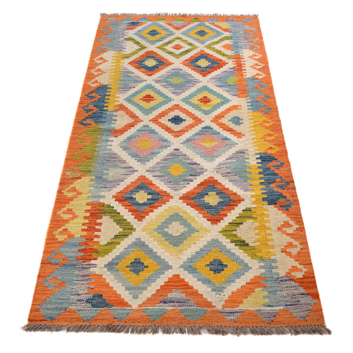 Hand Woven Wool Kelim Runner 2' 8" x 6' 9" - No. AL37699