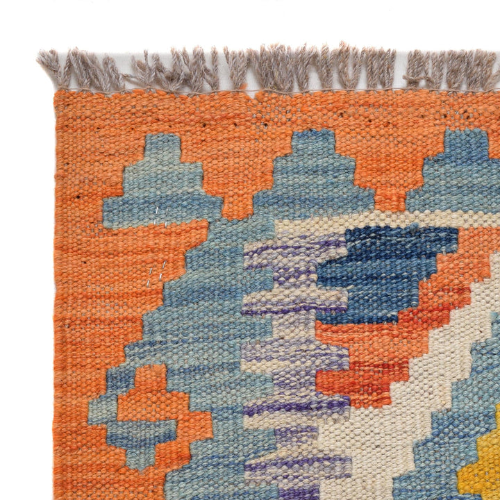 Hand Woven Wool Kelim Runner 2' 8" x 6' 9" - No. AL37699