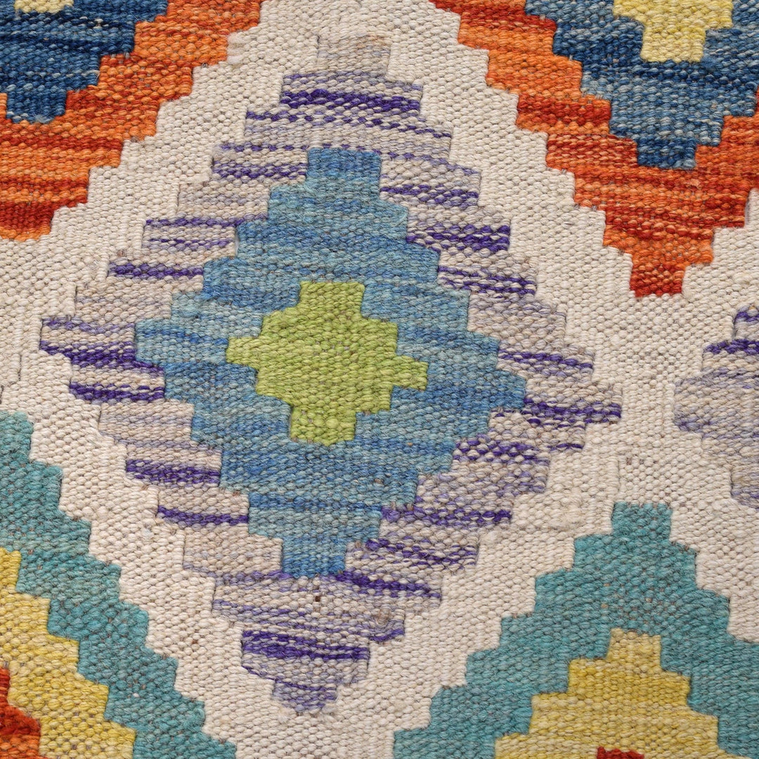 Hand Woven Wool Kelim Runner 2' 8" x 6' 9" - No. AL37699