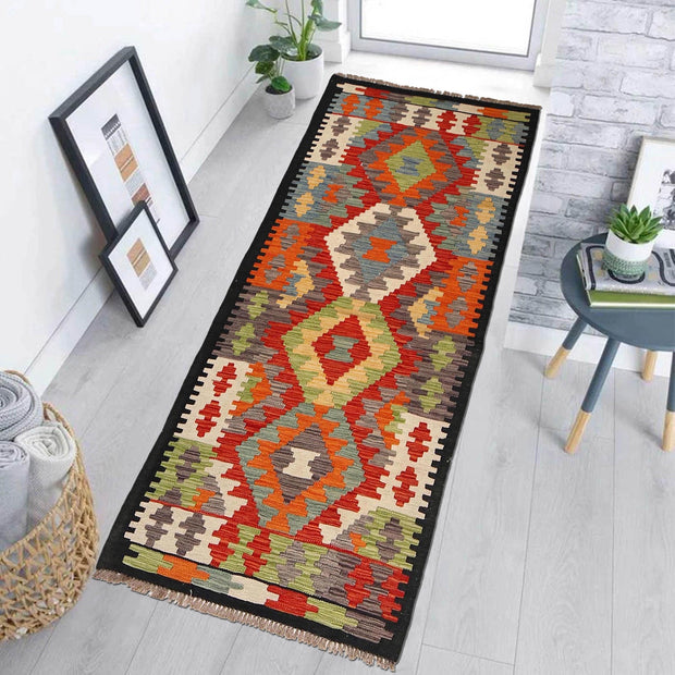 Handmade Turkish Design Wool Kilim Runner 2' 9" x 6' 4" - No. AL44634