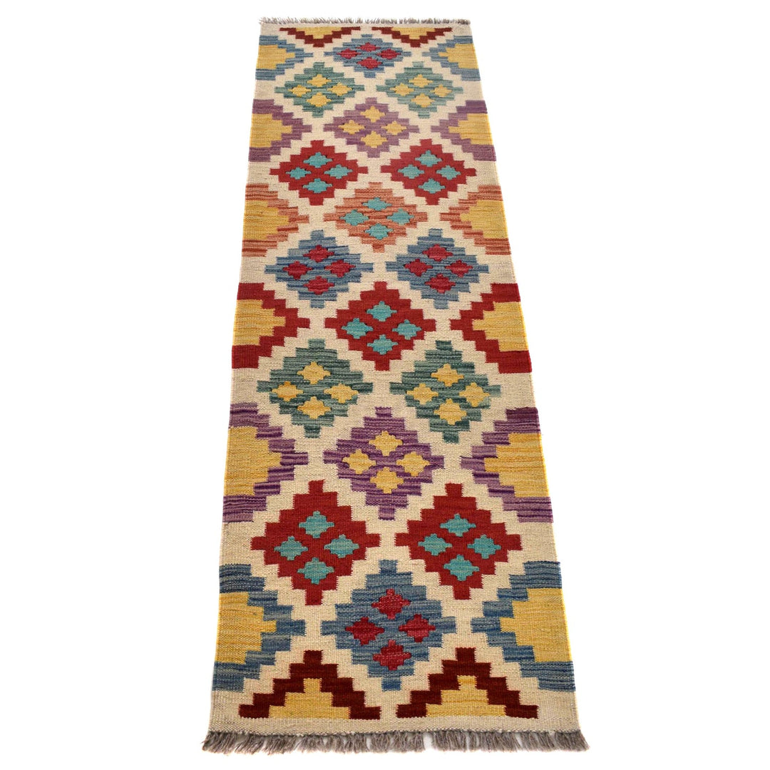 Colorful Flat-Weave Wool Kilim Runner 1' 9" x 5' 7" - No. AL38608