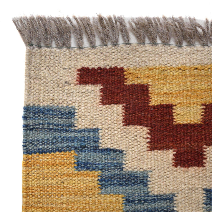Colorful Flat-Weave Wool Kilim Runner 1' 9" x 5' 7" - No. AL38608