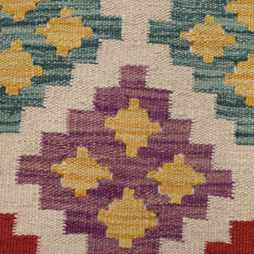 Colorful Flat-Weave Wool Kilim Runner 1' 9" x 5' 7" - No. AL38608