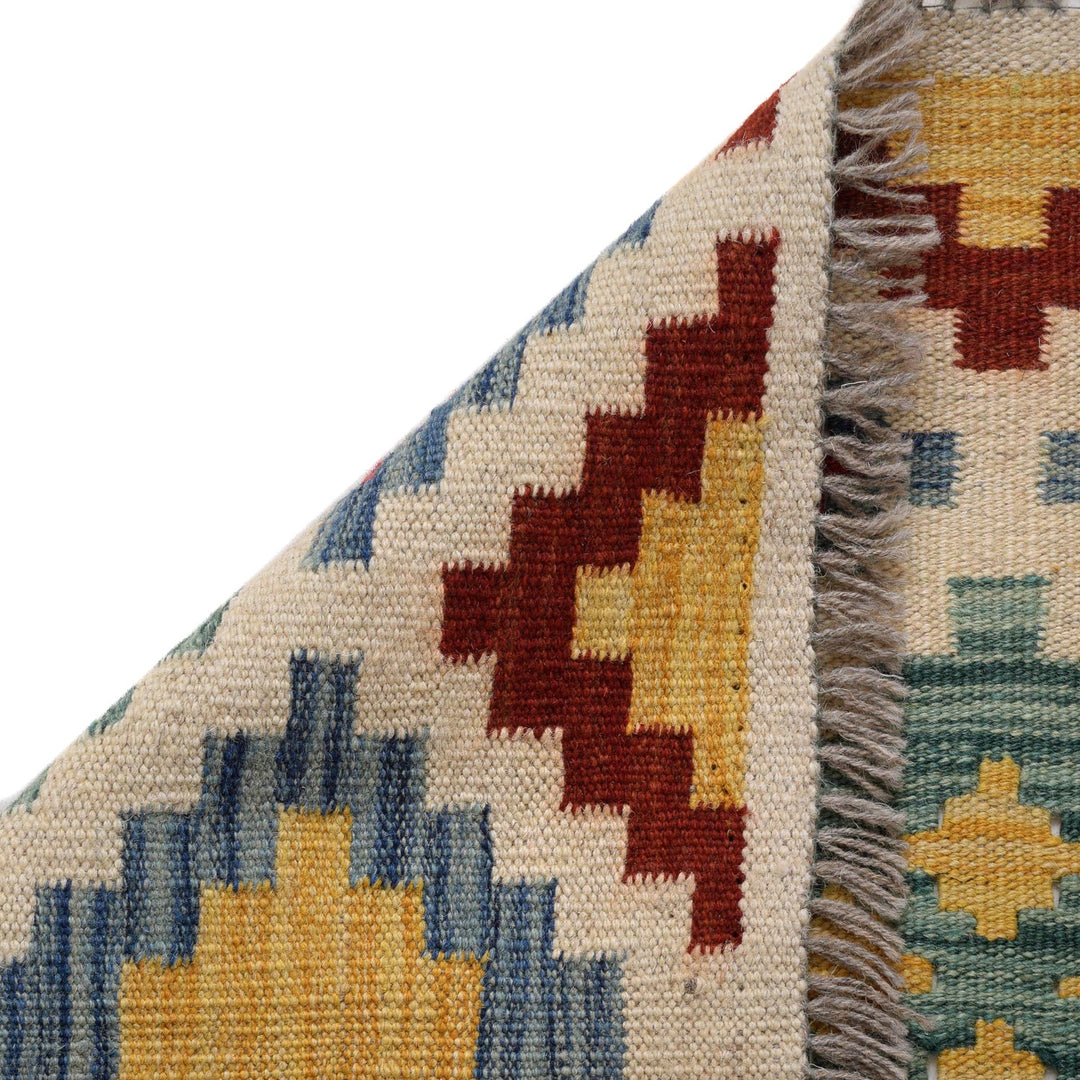 Colorful Flat-Weave Wool Kilim Runner 1' 9" x 5' 7" - No. AL38608