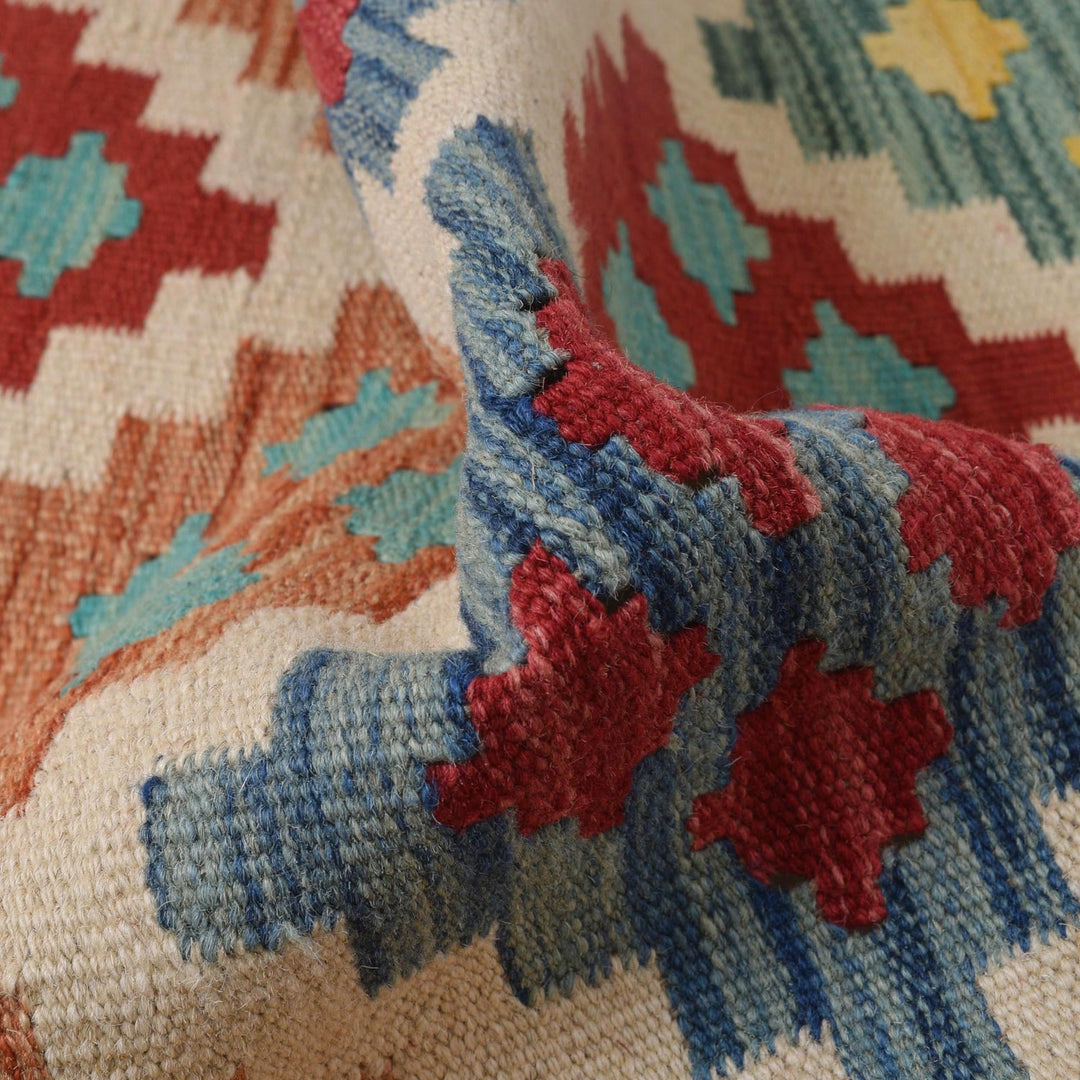 Colorful Flat-Weave Wool Kilim Runner 1' 9" x 5' 7" - No. AL38608