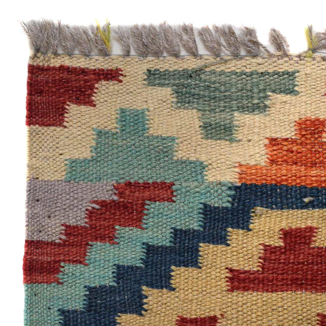 Colorful Flat-Weave Wool Kilim Runner 1' 8" x 4' 9" - No. AL71648