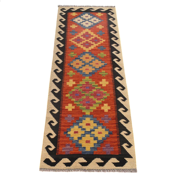 Colorful Flat-Weave Wool Kilim Runner 1' 8" x 4' 11" - No. AL81920