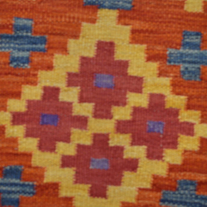 Colorful Flat-Weave Wool Kilim Runner 1' 8" x 4' 11" - No. AL81920