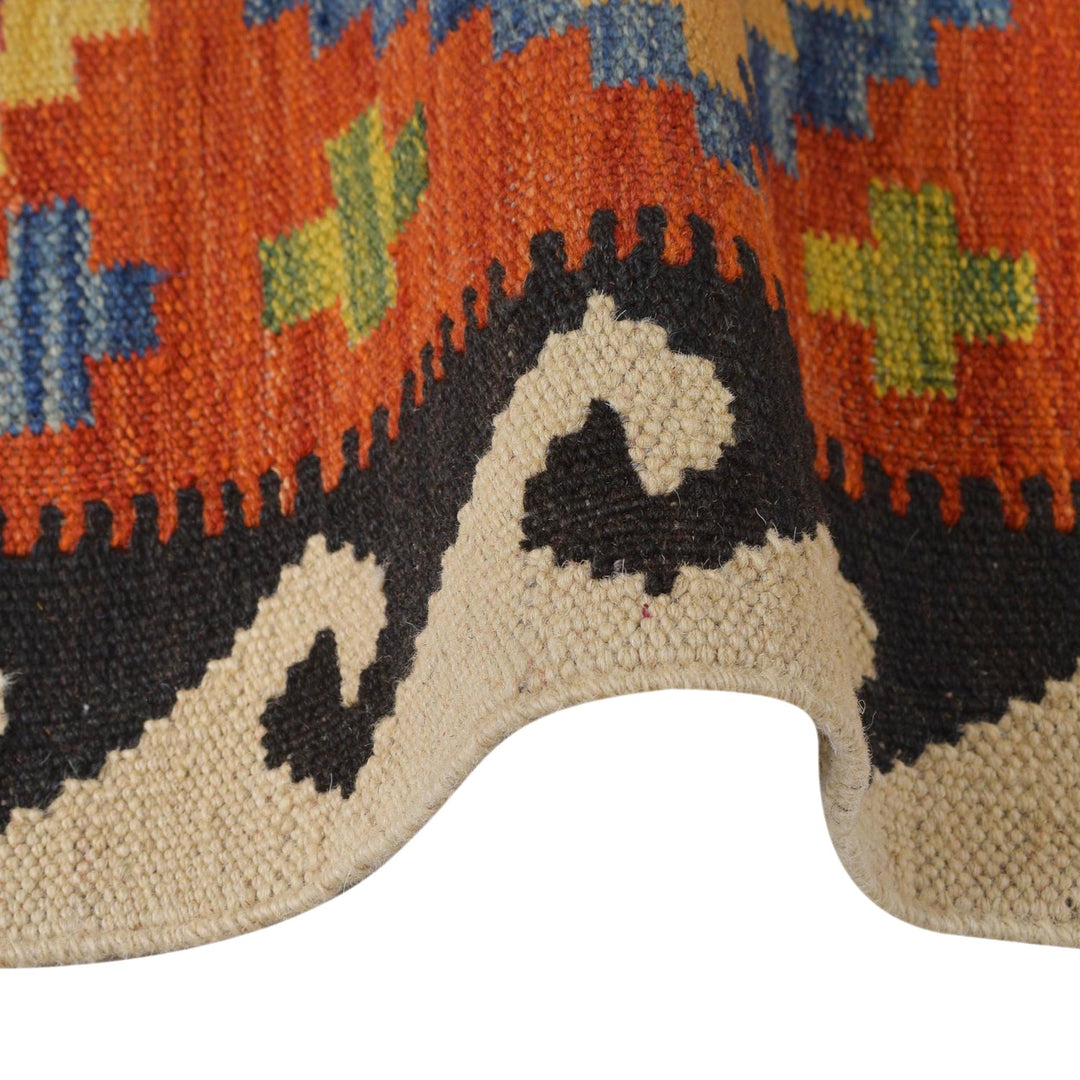 Colorful Flat-Weave Wool Kilim Runner 1' 8" x 4' 11" - No. AL81920