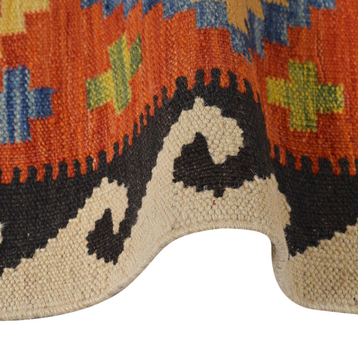 Colorful Flat-Weave Wool Kilim Runner 1' 8" x 4' 11" - No. AL81920