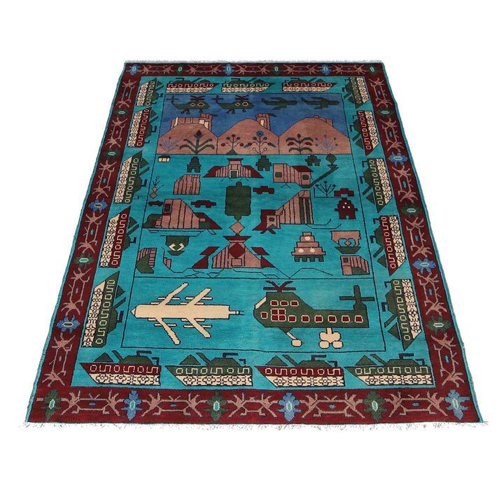 Handcrafted Afghan War Rug 4' 0" x 6' 0" - No. AL24000