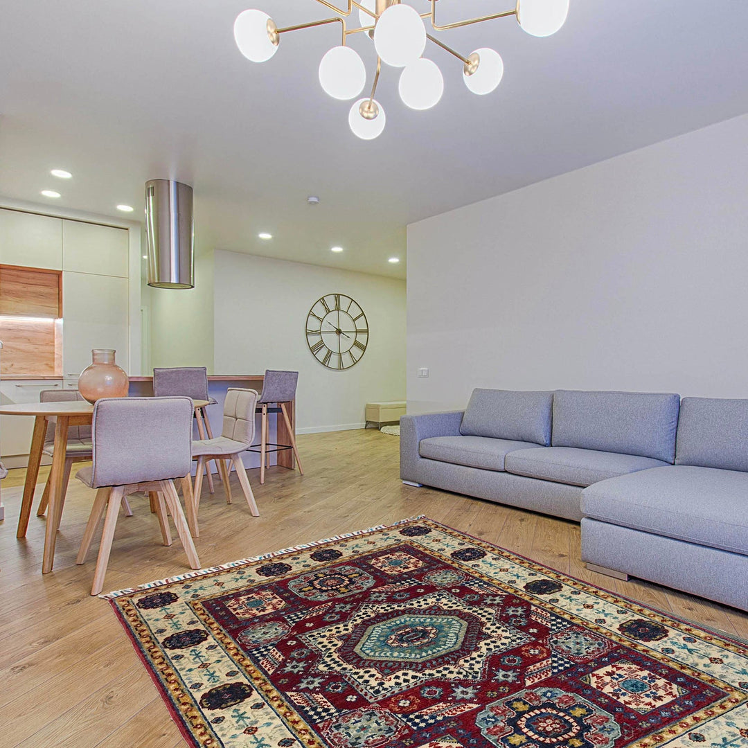 Red Color Mamluk Carpet 3' 3" x 4' 11" - No. AL79298