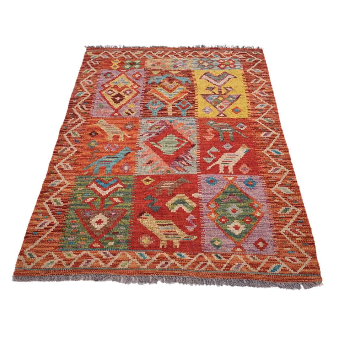 Handmade Turkish Design Wool Kilim 3' 2" x 4' 9" - No. AL55340