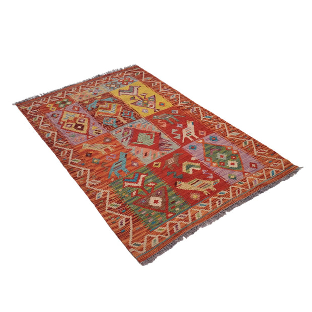 Handmade Turkish Design Wool Kilim 3' 2" x 4' 9" - No. AL55340