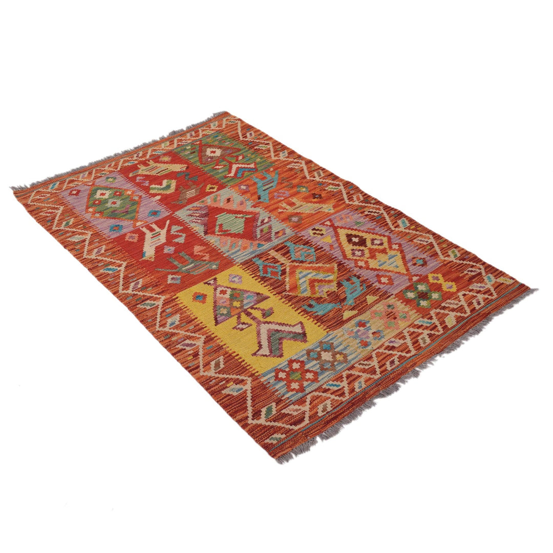 Handmade Turkish Design Wool Kilim 3' 2" x 4' 9" - No. AL55340