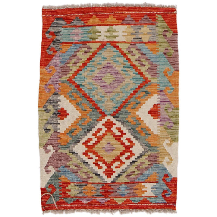 Handmade Afghan Vegetable Kilim 2' 1" x 3' 1" - No. AL59047