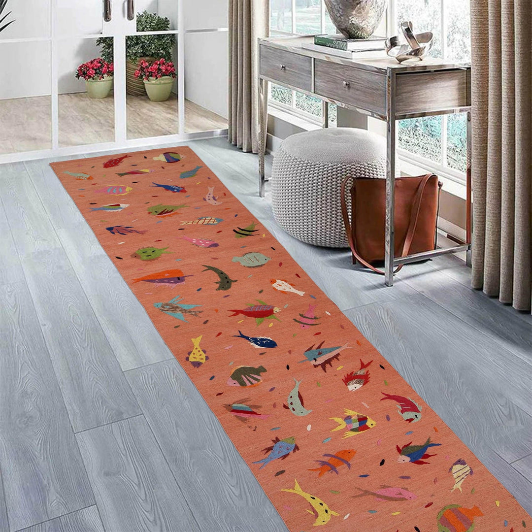 Hand Made Embroidery Kilim 2' 8" x 12' 10" - No. AL14276