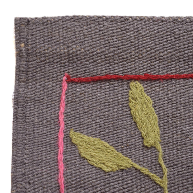 Gray Color Embroidery Flat Weave Kilim 3' 11" x 6' 5" - No. AL61566