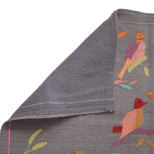 Gray Color Embroidery Flat Weave Kilim 3' 11" x 6' 5" - No. AL61566