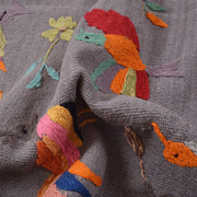 Gray Color Embroidery Flat Weave Kilim 3' 11" x 6' 5" - No. AL61566