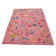 Pink Color Embroidery Flat Weave Kilim 3' 9" x 5' 10" - No. AL98913